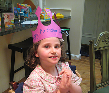Sarah wearing her birthday crown